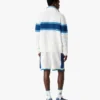 White & Blue Striped Mesh Track Jacket