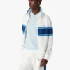 White & Blue Striped Mesh Track Jacket
