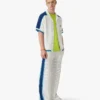White & Blue Striped Mesh Track Pants White & Blue Striped Mesh Track Pants