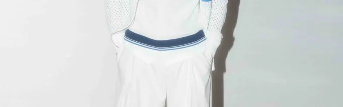White & Blue Striped Mesh Track Jacket