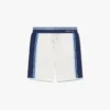 White & Blue Striped Mesh Track Shorts