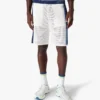 White & Blue Striped Mesh Track Shorts
