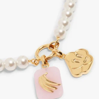 White & Gold Icon Pearl Necklace