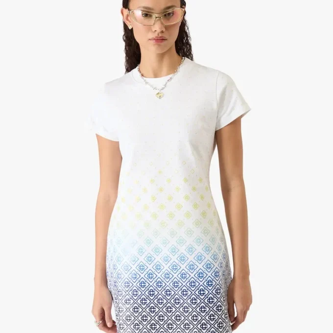 White Gradient Monogram T-Shirt Dress White Gradient Monogram T-Shirt Dress