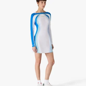 White Half-Tone Stretch Tennis Maxi Dress White Half-Tone Stretch Tennis Maxi Dress