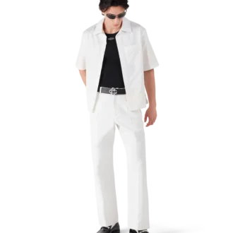 White Monogram Chino Trousers