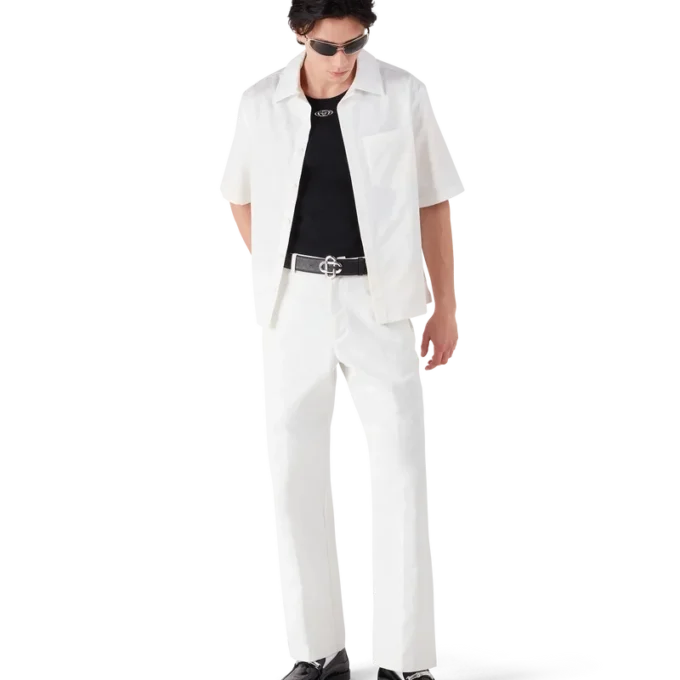 White Monogram Chino Trousers