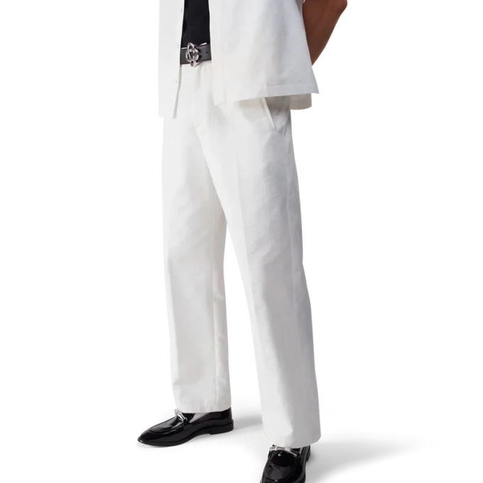 White Monogram Chino Trousers