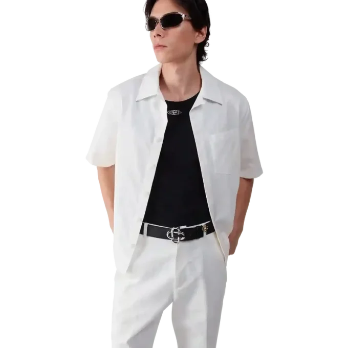 White Monogram Short Sleeve Shirt White Monogram Short Sleeve Shirt