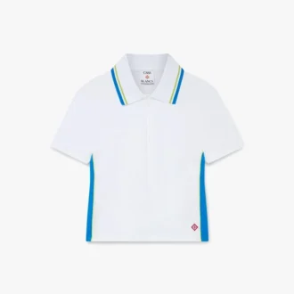 White Pique Cut-Out Polo Shirt White Pique Cut-Out Polo Shirt