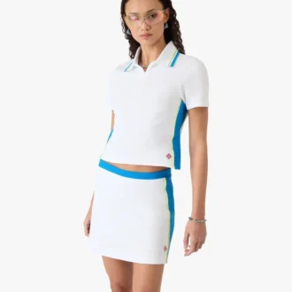 White Pique Cut-Out Polo Shirt White Pique Cut-Out Polo Shirt