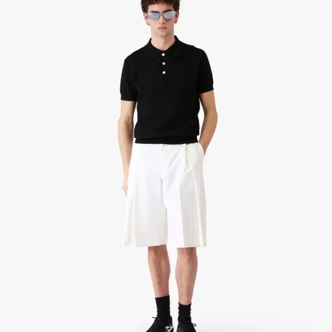 White Pleated Baggy Shorts