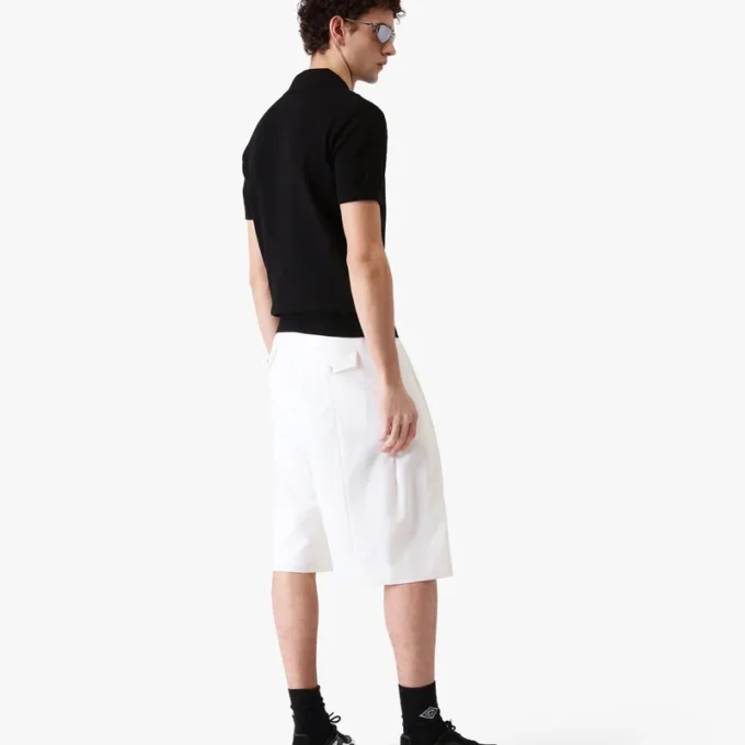 White Pleated Baggy Shorts