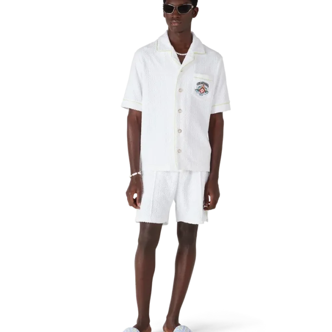 White Short Sleeve Towelling Classic Shirt