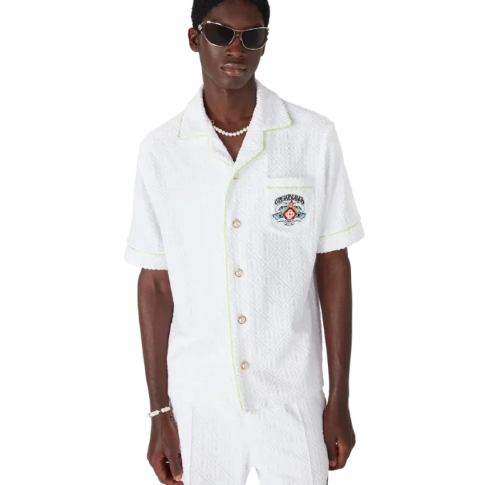 White Short Sleeve Towelling Classic Shirt