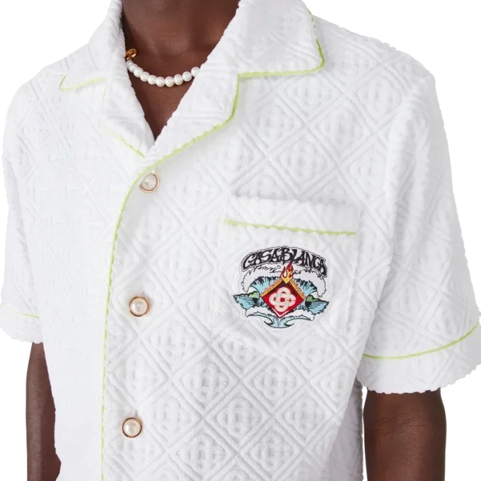 White Short Sleeve Towelling Classic Shirt
