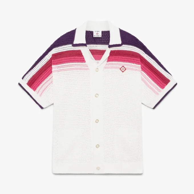 White Stripe Short Sleeve Polo Shirt