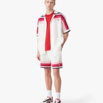 White Stripe Short Sleeve Polo Shirt
