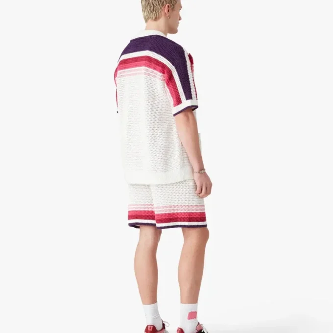 White Stripe Short Sleeve Polo Shirt