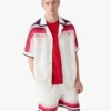 White Stripe Short Sleeve Polo Shirt
