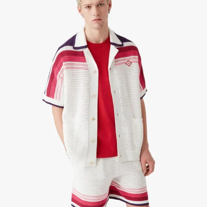 White Stripe Short Sleeve Polo Shirt