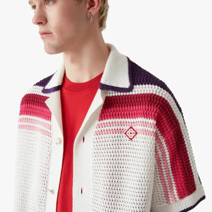 White Stripe Short Sleeve Polo Shirt
