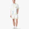 White Tennis Landscape Short Sleeve Silk Shirt