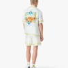 White Tennis Landscape Short Sleeve Silk Shirt