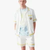 White Tennis Landscape Short Sleeve Silk Shirt