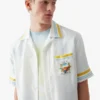 White Tennis Landscape Short Sleeve Silk Shirt