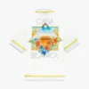 White Tennis Landscape Short Sleeve Silk Shirt