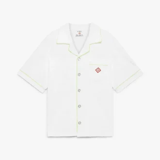 White Towelling Monogram Short Sleeve Shirt