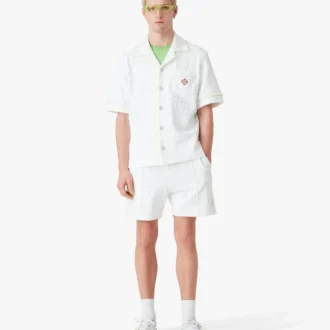 White Towelling Monogram Short Sleeve Shirt