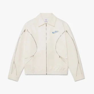 White Zip Cotton Drill Jacket White Zip Cotton Drill Jacket