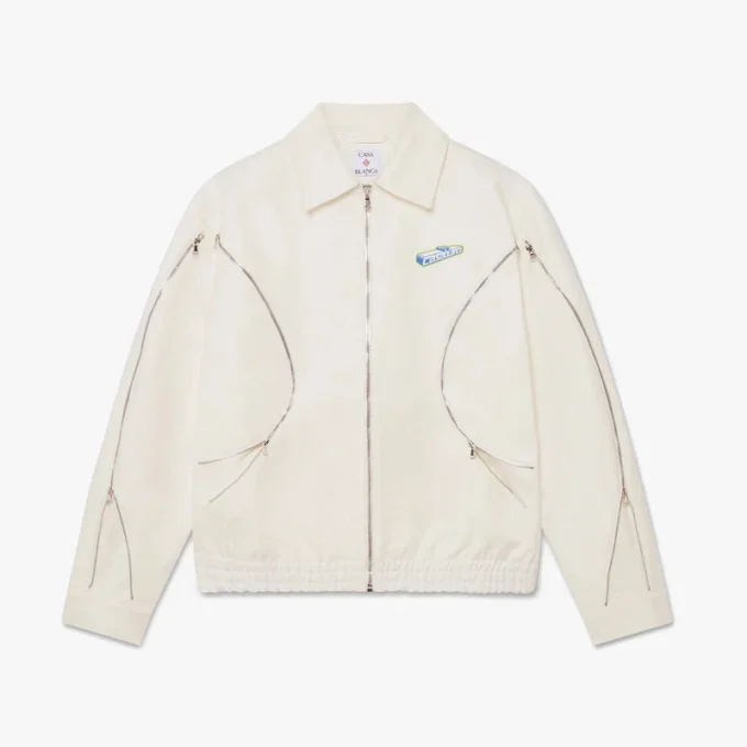 White Zip Cotton Drill Jacket