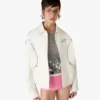 White Zip Cotton Drill Jacket