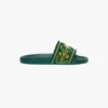 Women’s Green Embroidered Terry Slides