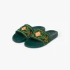 Women’s Green Embroidered Terry Slides