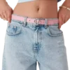 Women’s Pink Silver Cc Logo Buckle Belt Women’s Pink Silver Cc Logo Buckle Belt