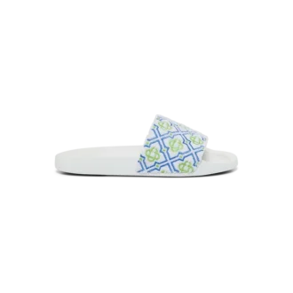 Womens White Monogram Pool Slides