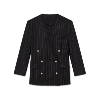 Wool Pinstripe Oversized Blazer
