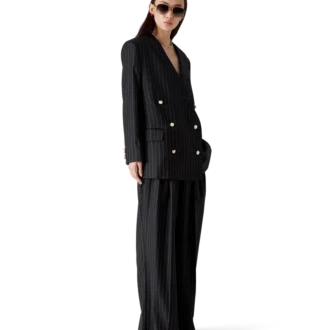 Wool Pinstripe Oversized Blazer
