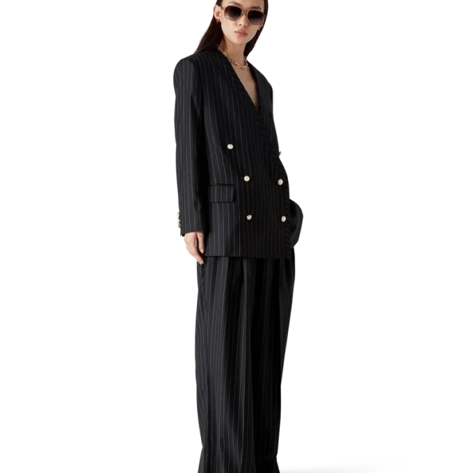Wool Pinstripe Oversized Blazer Wool Pinstripe Oversized Blazer