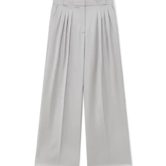 Wool Triple Pleat Tailored Trousers
