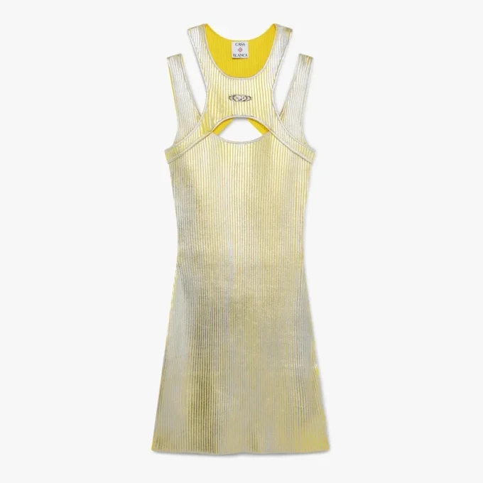 Yellow Foil Printed Mini Dress Yellow Foil Printed Mini Dress