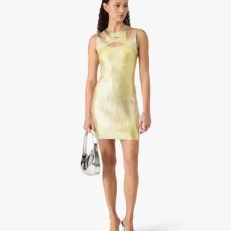 Yellow Foil Printed Mini Dress Yellow Foil Printed Mini Dress