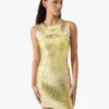 Yellow Foil Printed Mini Dress Yellow Foil Printed Mini Dress